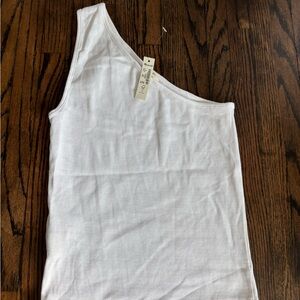 Madewell White One-Shoulder Ribbed Tank Top